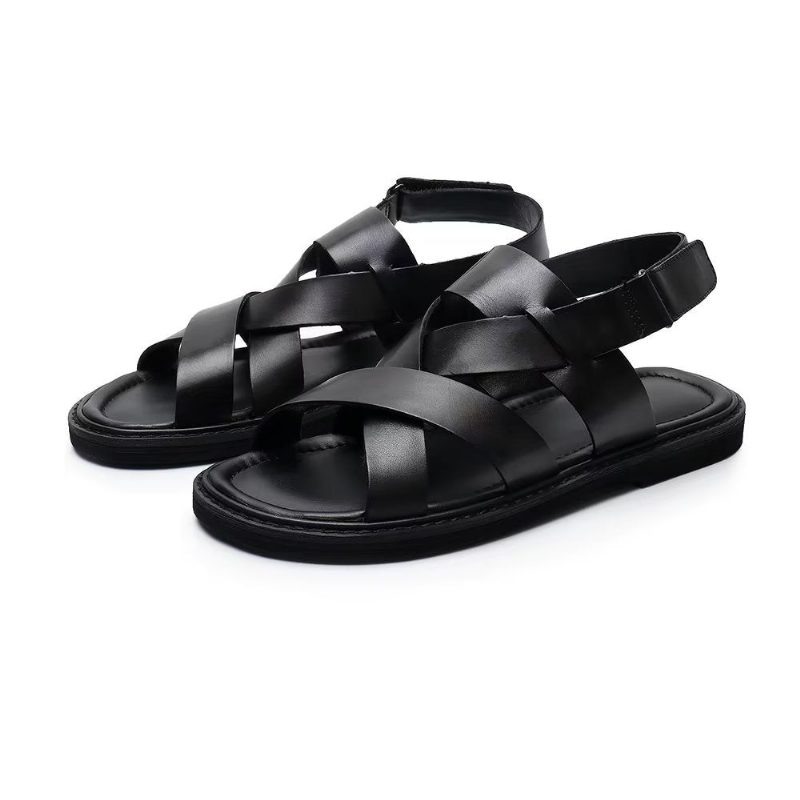 Fritidsskor För Män Roman Peep Toe Sandaler - Svart