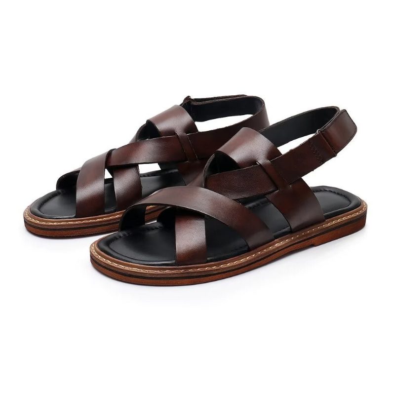 Fritidsskor För Män Roman Peep Toe Sandaler - Kaffe