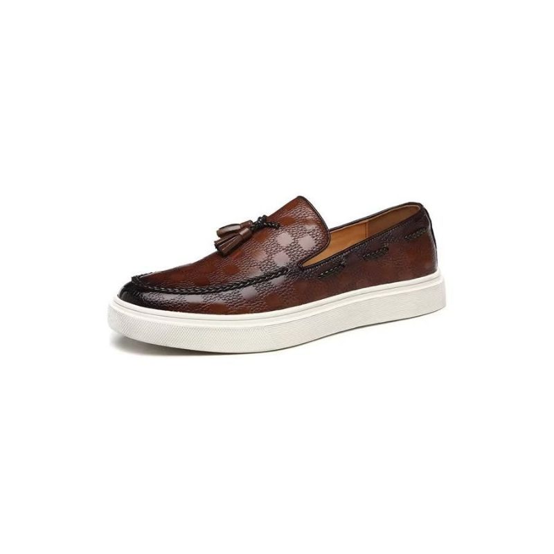 Fritidsskor För Män Slip-on Platform Tassel Skor - Brun