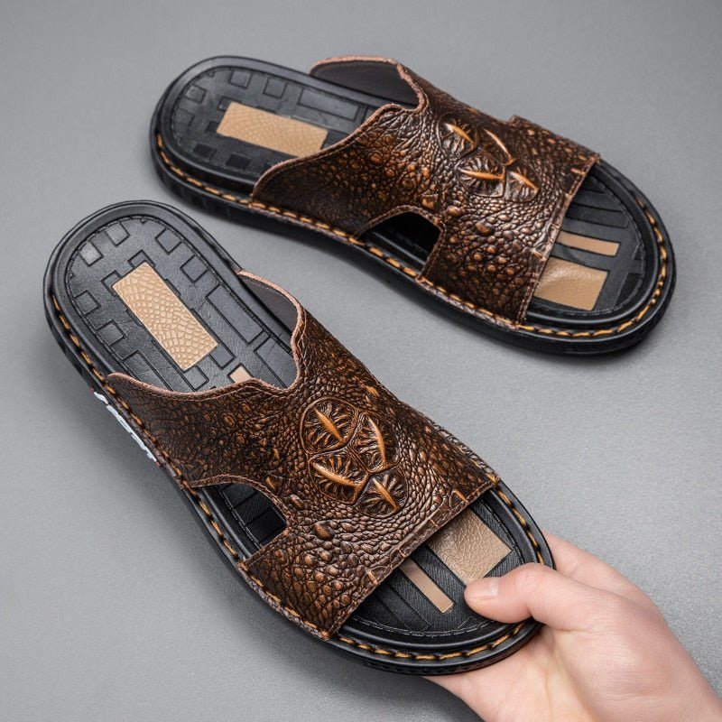 Fritidsskor För Män Sommar Chic Slip-on Slides - Kaffe