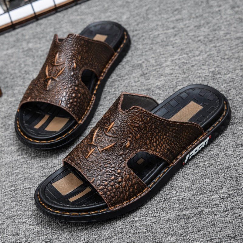 Fritidsskor För Män Sommar Chic Slip-on Slides - Kaffe