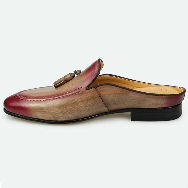 Herr Loafers Lyxiga Handgjorda Läder Business Tofflor - Rosa