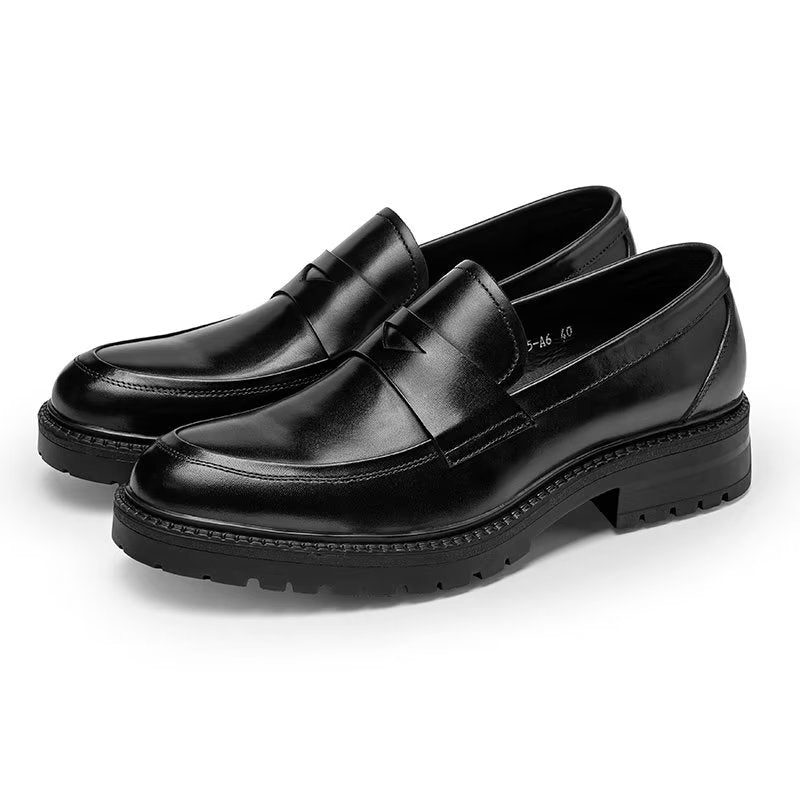 Herr Loafers Lyxiga Läder Chic Slip-on Skor - Svart