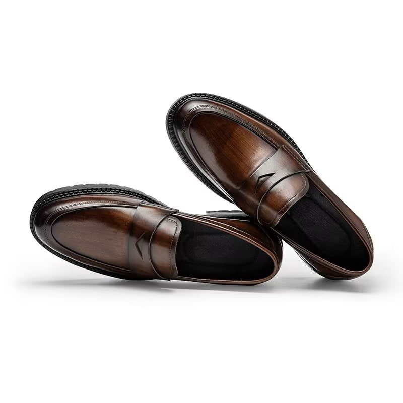 Herr Loafers Lyxiga Läder Chic Slip-on Skor - Kaffe