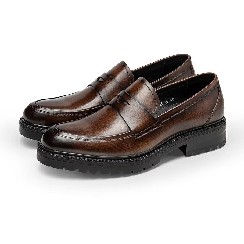 Herr Loafers Lyxiga Läder Chic Slip-on Skor - Kaffe