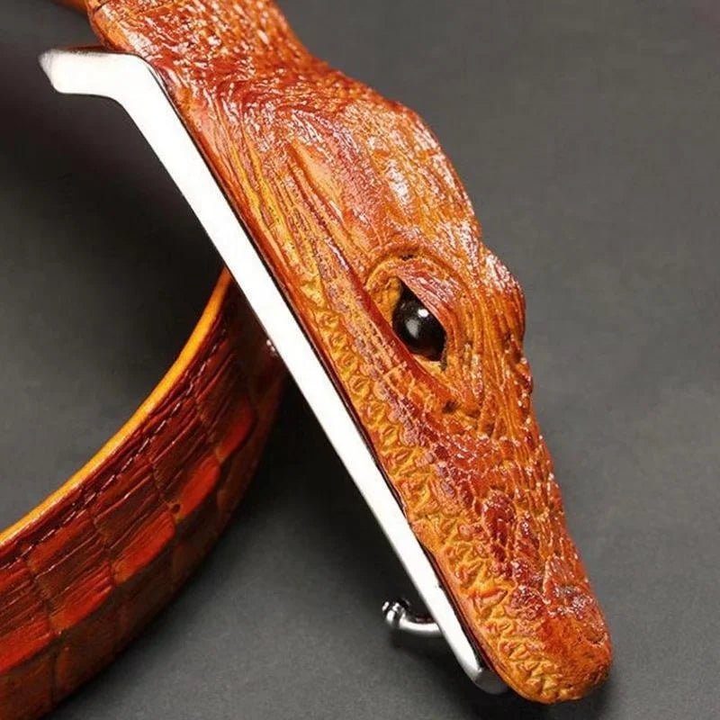 Herrbälten Exotic Alligator Print Läderbälte - Orange