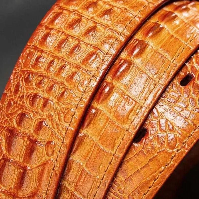 Herrbälten Exotic Alligator Print Läderbälte - Orange