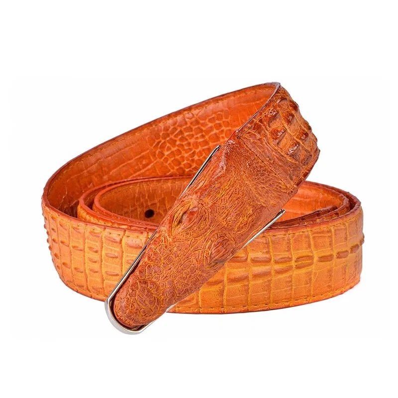 Herrbälten Exotic Alligator Print Läderbälte - Orange