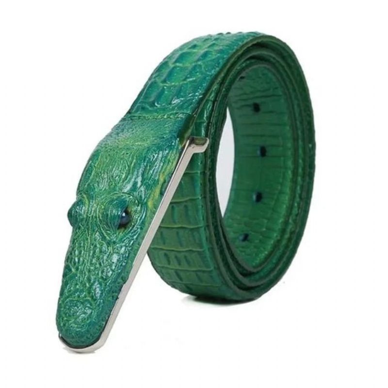 Herrbälten Exotic Alligator Print Läderbälte - Grön