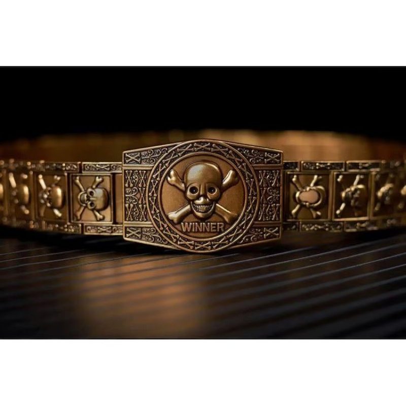 Herrbälten Skull & Crossbones Rostfritt Stål Edgy Spänne Bälte - Guld