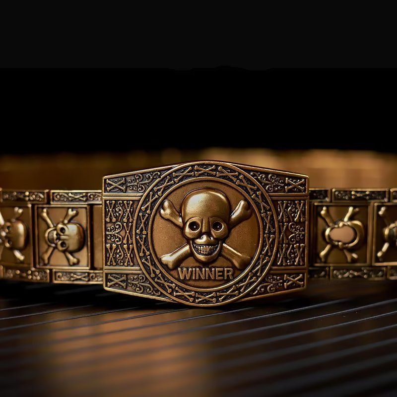 Herrbälten Skull & Crossbones Rostfritt Stål Edgy Spänne Bälte - Guld