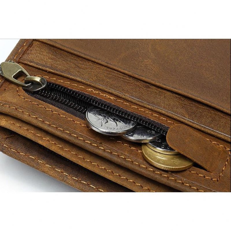 Herrplånböcker Exotic Zipper Bifold-plånbok - Kaffe