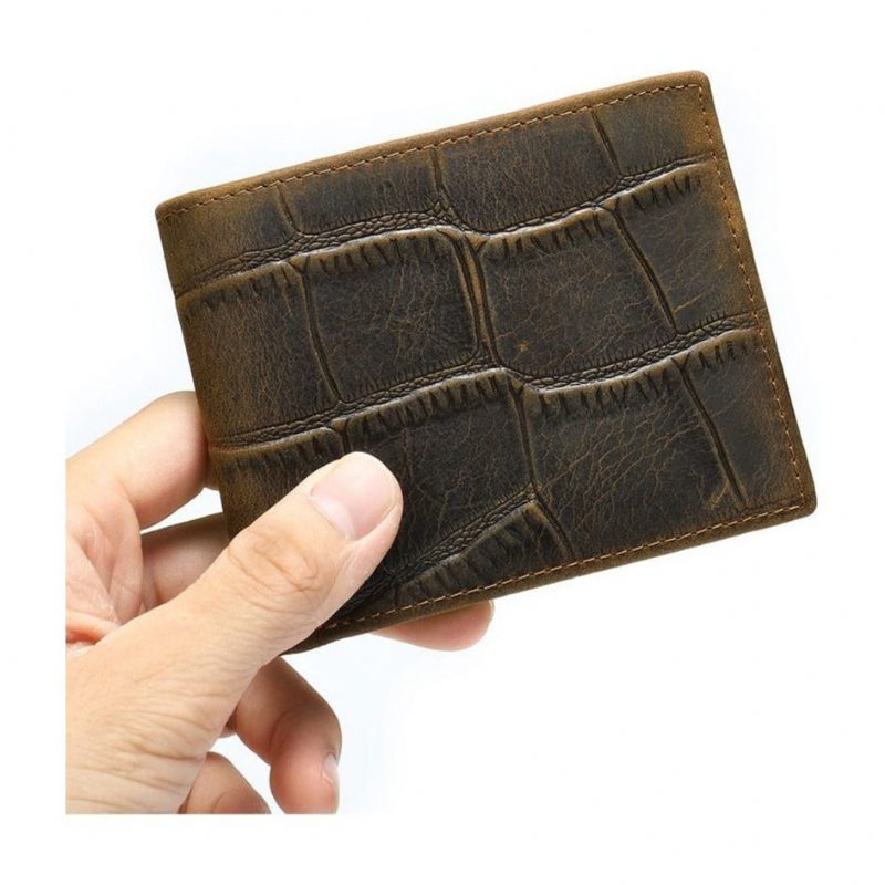 Herrplånböcker Exotic Zipper Bifold-plånbok - Kaffe Croc