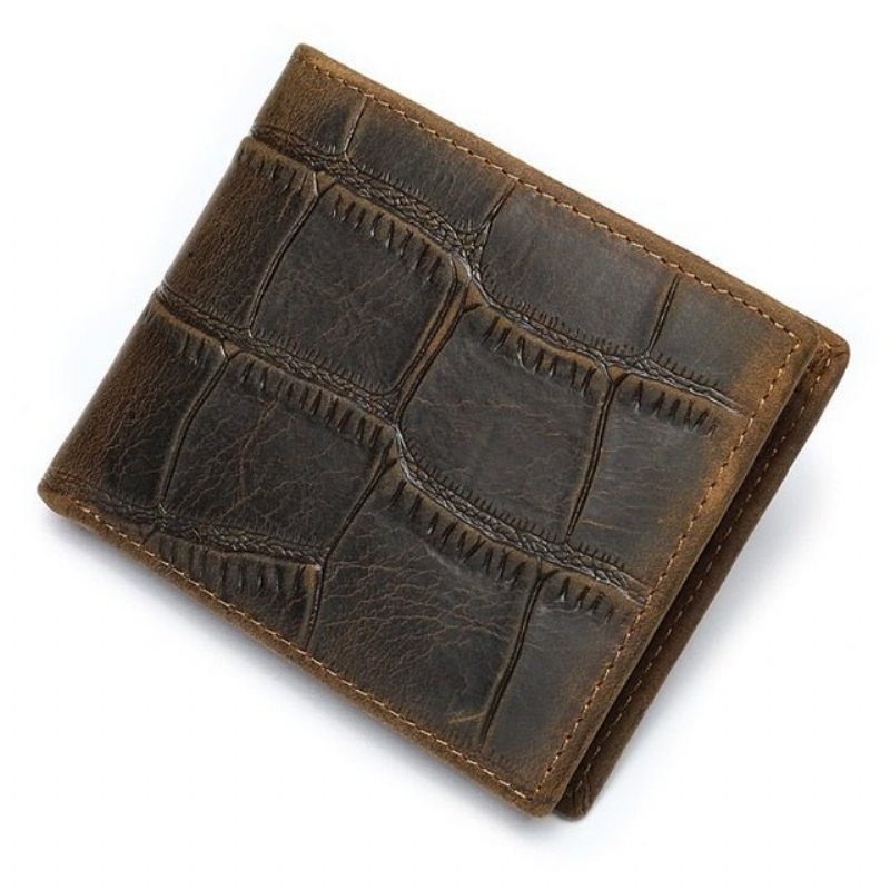 Herrplånböcker Exotic Zipper Bifold-plånbok - Kaffe Croc