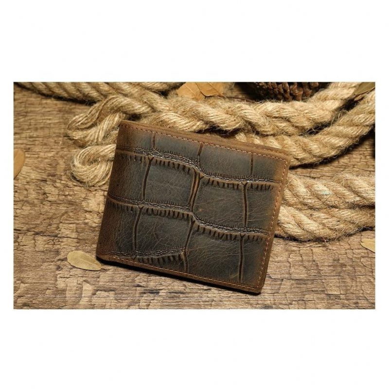 Herrplånböcker Exotic Zipper Bifold-plånbok - Kaffe Croc