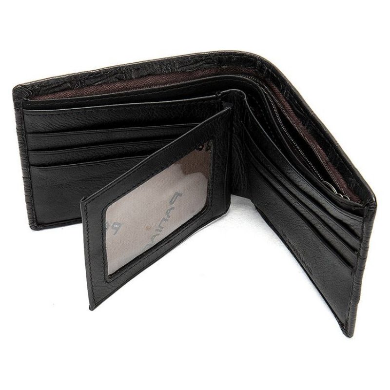 Herrplånböcker Utsökt Krokodilläder Crocpattern Card Holder-plånbok - Svart