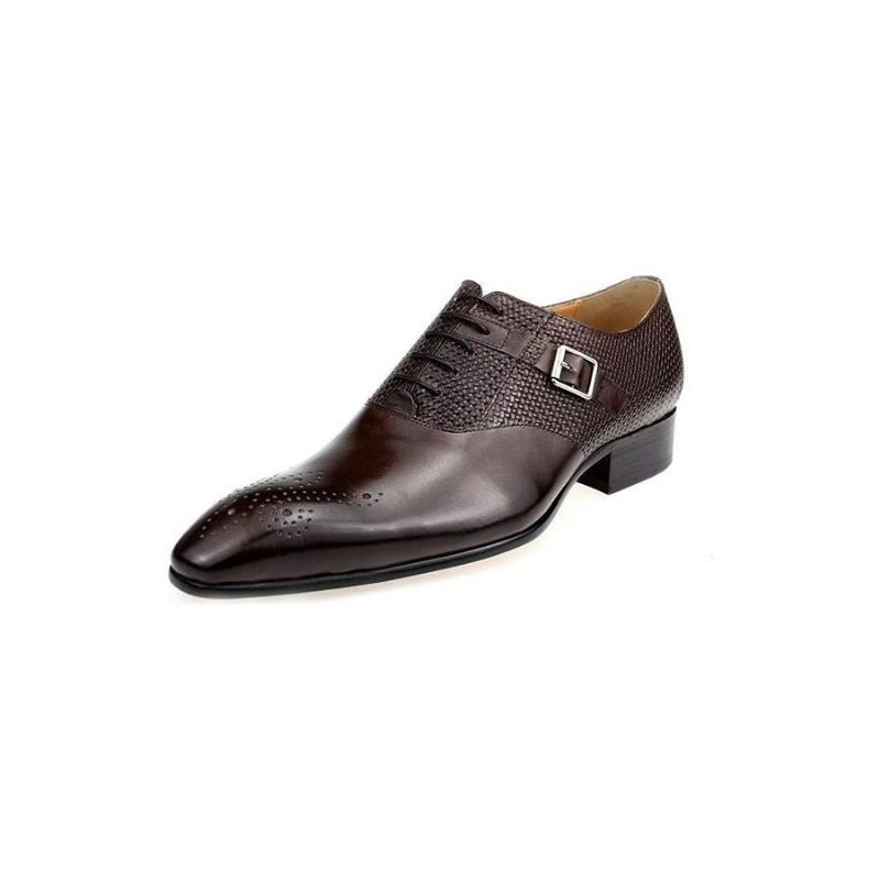 Herrskor Elegant Brudgum Brogue Läder Snörningsbröllopsskor - Kaffe