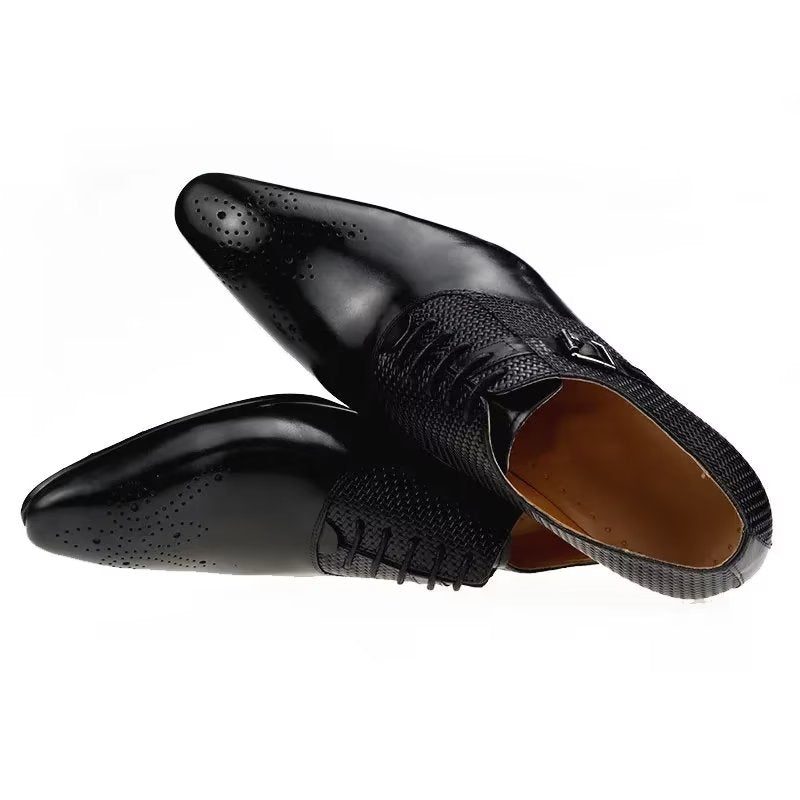 Herrskor Elegant Brudgum Brogue Läder Snörningsbröllopsskor - Svart