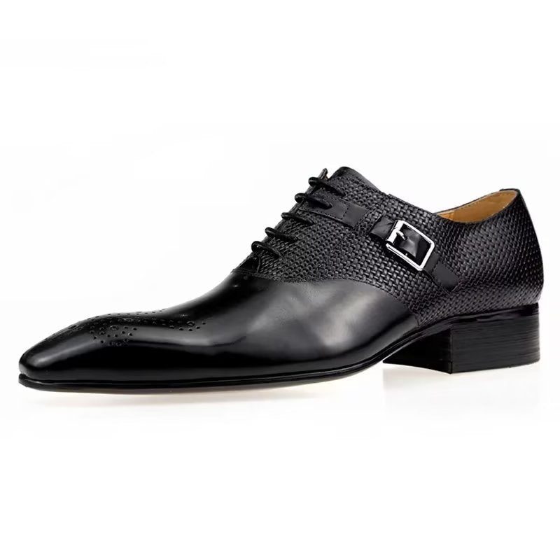 Herrskor Elegant Brudgum Brogue Läder Snörningsbröllopsskor - Svart