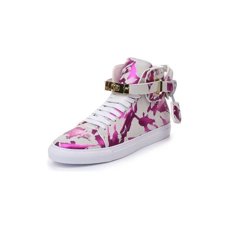 Herrsneakers Graffiti Artisan Cow Leather High Top Sneaks - Lila