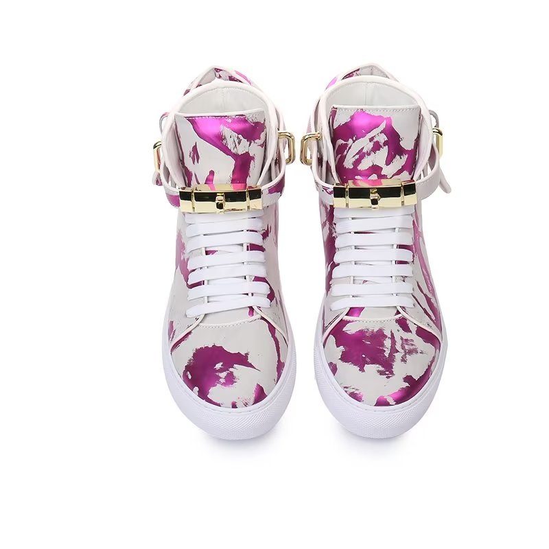 Herrsneakers Graffiti Artisan Cow Leather High Top Sneaks - Lila