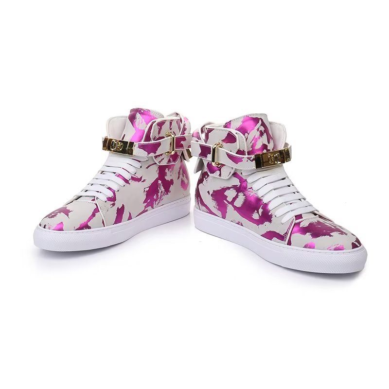 Herrsneakers Graffiti Artisan Cow Leather High Top Sneaks - Lila