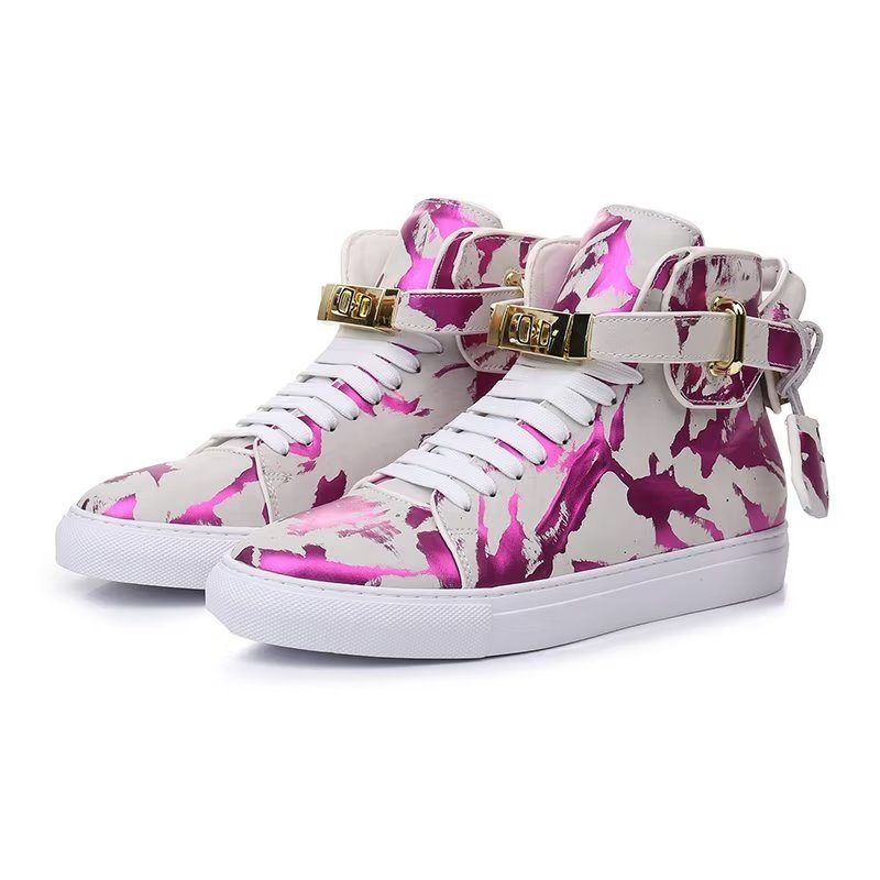 Herrsneakers Graffiti Artisan Cow Leather High Top Sneaks - Lila