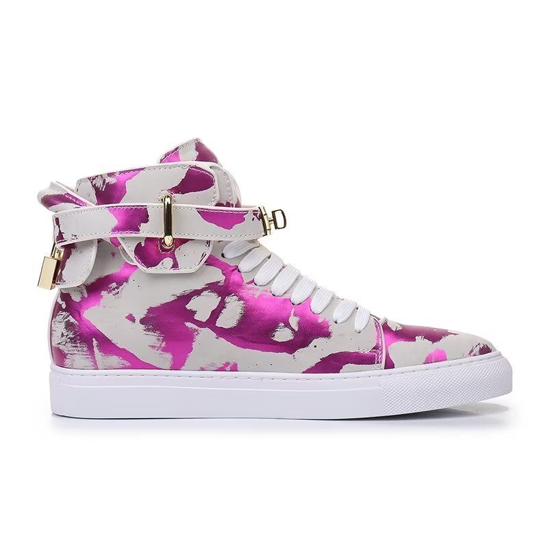 Herrsneakers Graffiti Artisan Cow Leather High Top Sneaks - Lila