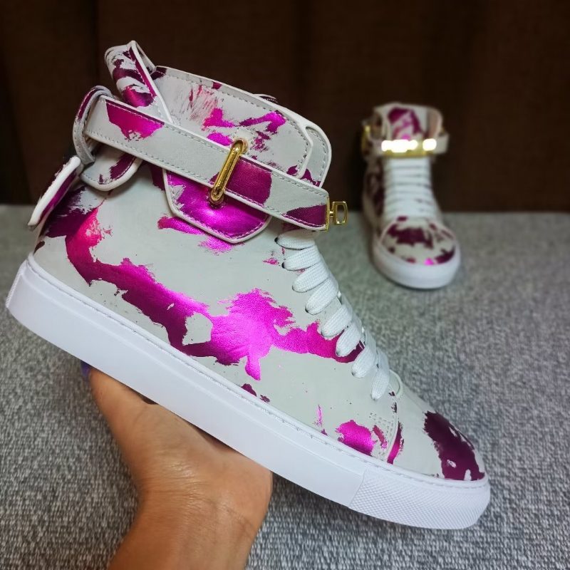 Herrsneakers Graffiti Artisan Cow Leather High Top Sneaks - Lila