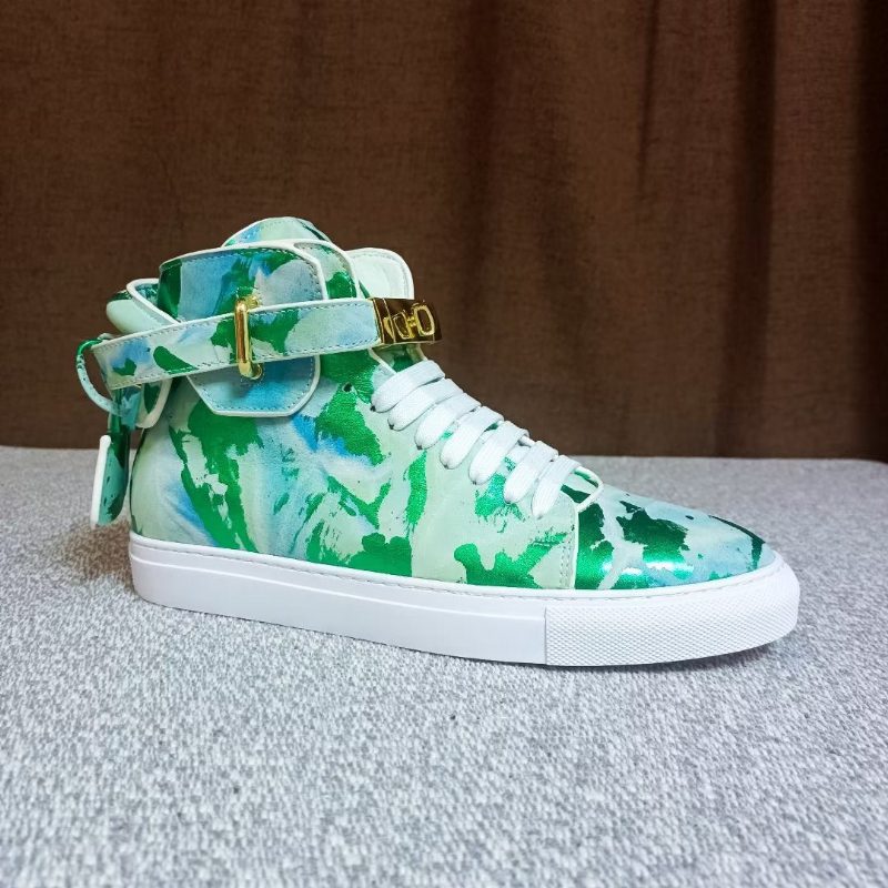 Herrsneakers Graffiti Artisan Cow Leather High Top Sneaks - Grön