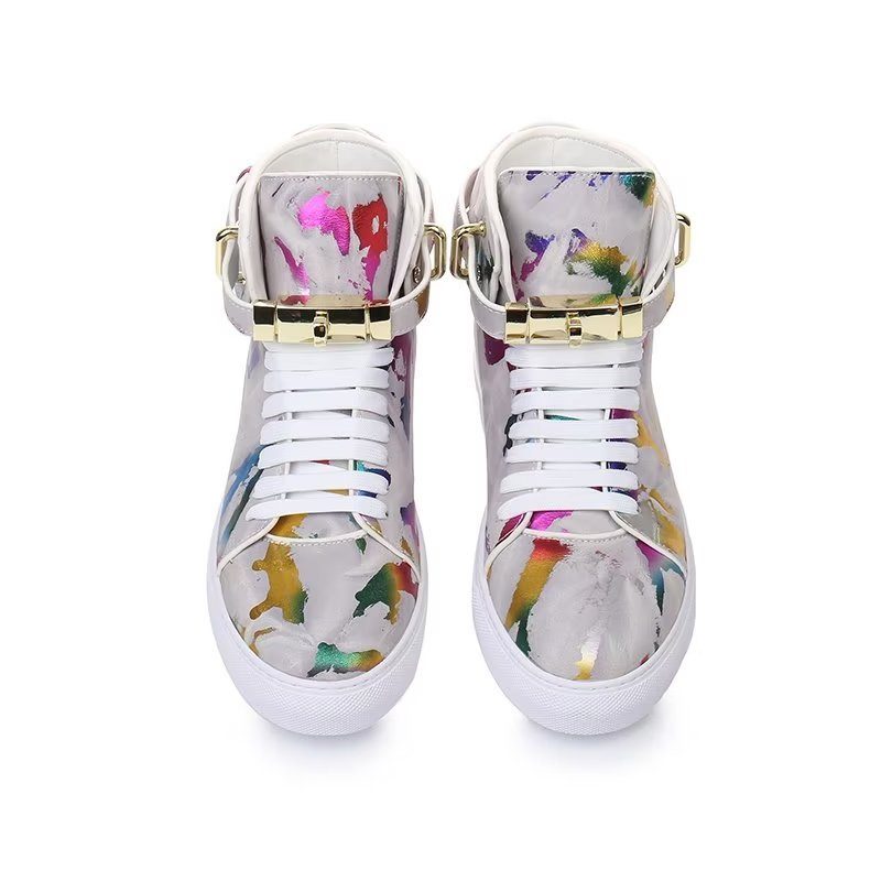 Herrsneakers Graffiti Elite Cow Leather High Top Kicks - Flerfärgad