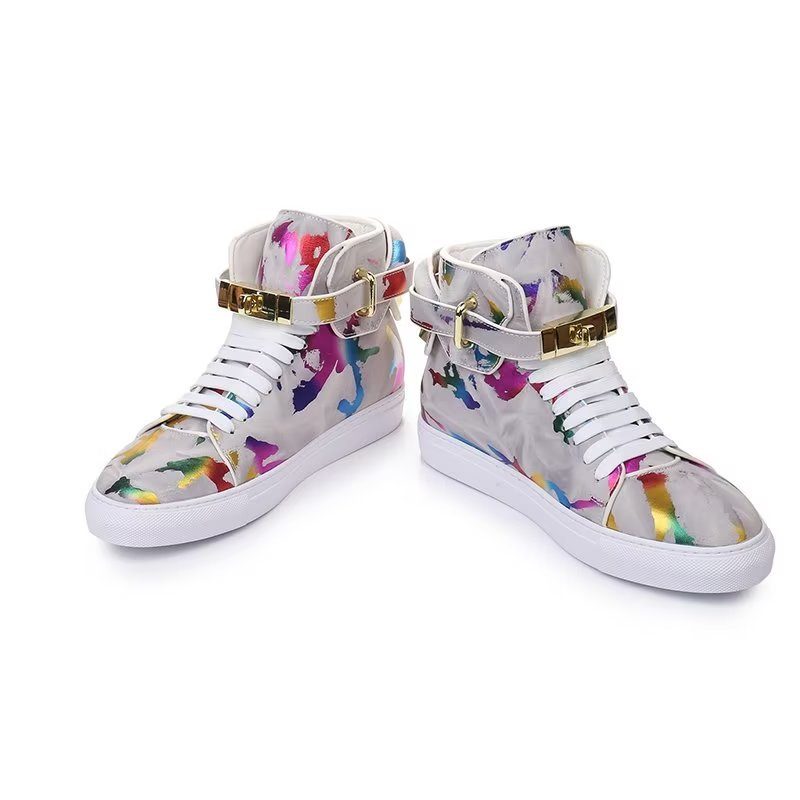 Herrsneakers Graffiti Elite Cow Leather High Top Kicks - Flerfärgad