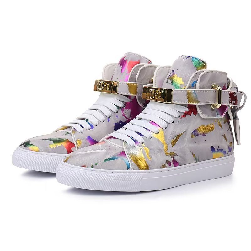 Herrsneakers Graffiti Elite Cow Leather High Top Kicks - Flerfärgad