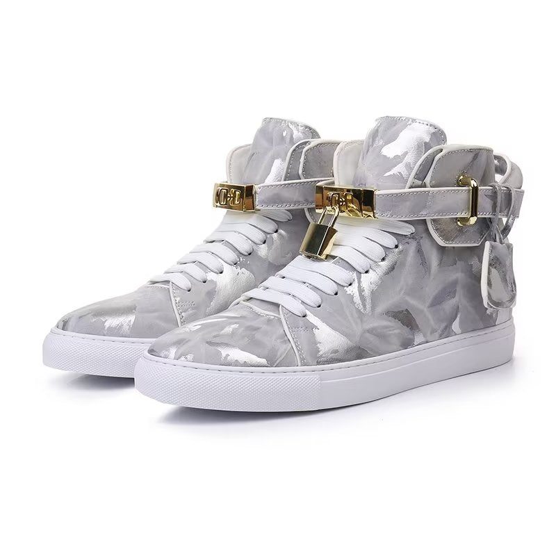 Herrsneakers Graffiti Elite Cow Leather High Top Kicks - Grå