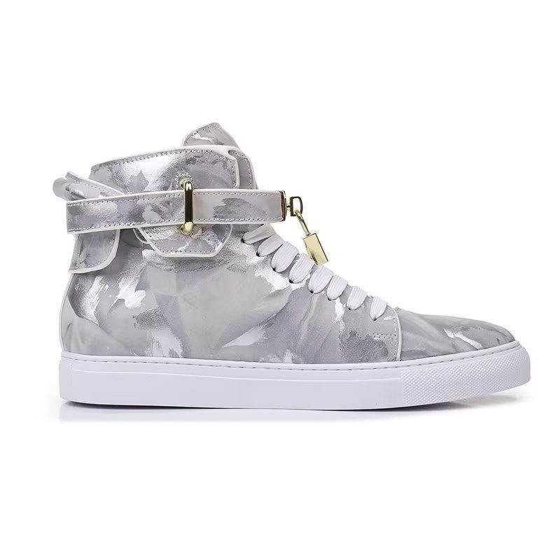 Herrsneakers Graffiti Elite Cow Leather High Top Kicks - Grå