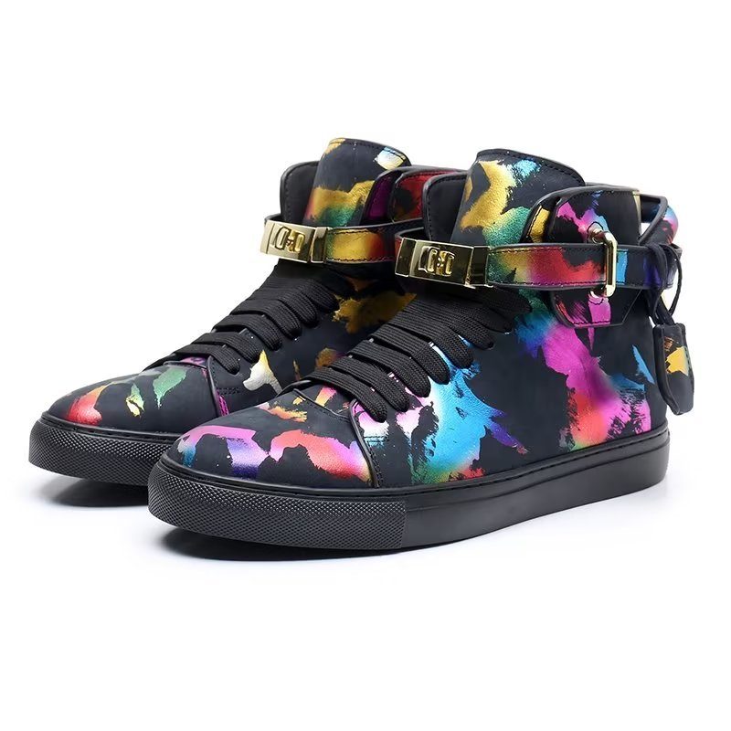 Herrsneakers Graffiti Vogue Cowhide High Top Sneakers - Flerfärgad