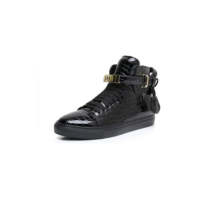 Herrsneakers Lyxiga Crocemboss High Top Casual Sneakers