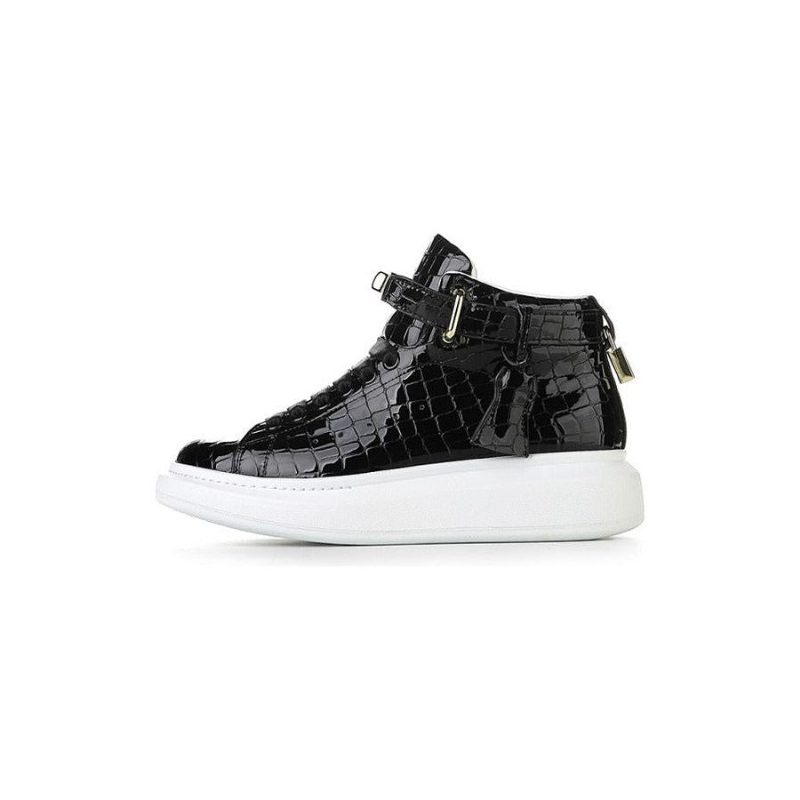 Herrsneakers Lyxiga Crocemboss High Top Designer Sneakers - Svart