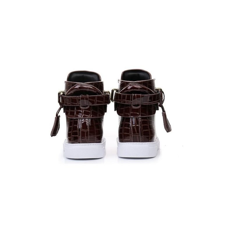 Herrsneakers Präglade High Top Designer Flat Sneakers - Kaffe