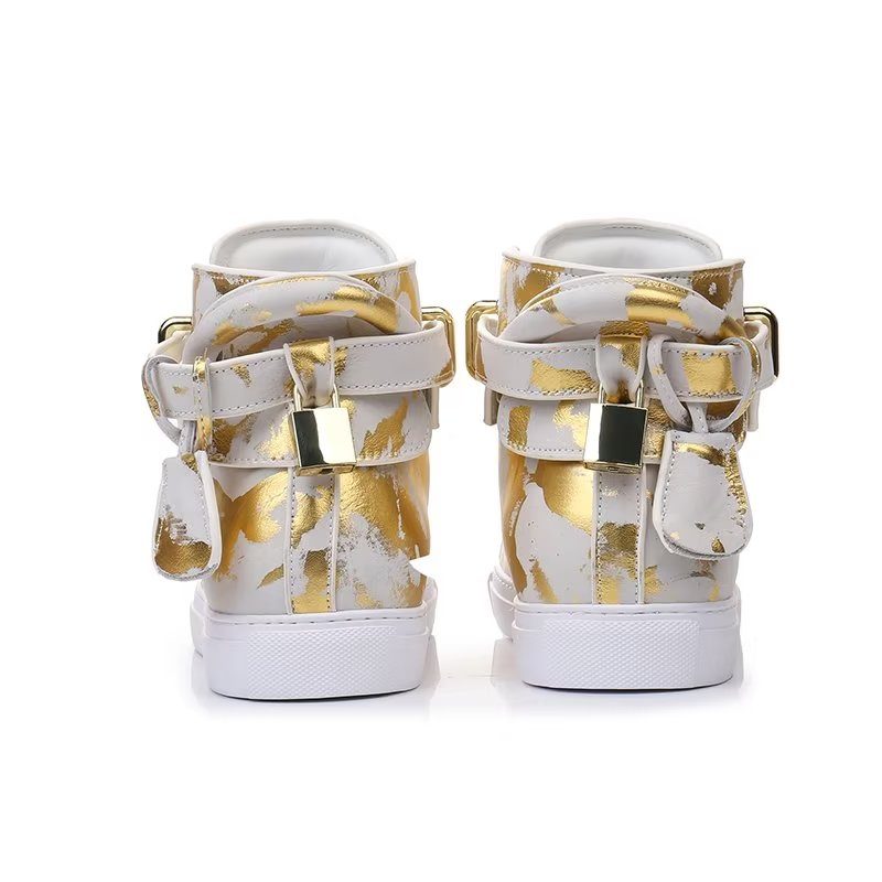 Herrsneakers Urban Graffiti Chic Cow Leather High Tops - Gul