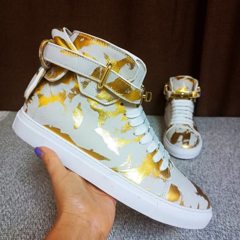 Herrsneakers Urban Graffiti Chic Cow Leather High Tops - Gul