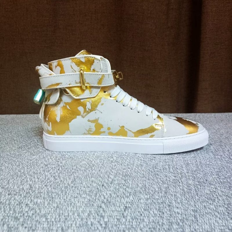 Herrsneakers Urban Graffiti Chic Cow Leather High Tops - Gul