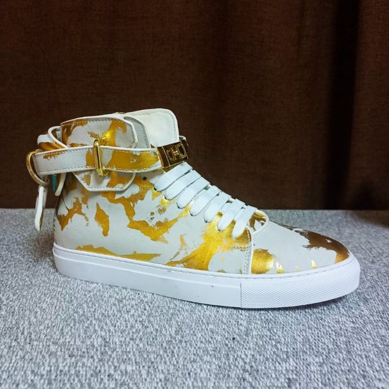 Herrsneakers Urban Graffiti Chic Cow Leather High Tops - Gul