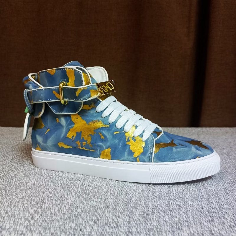 Herrsneakers Urban Graffiti Chic Cow Leather High Tops - Blå