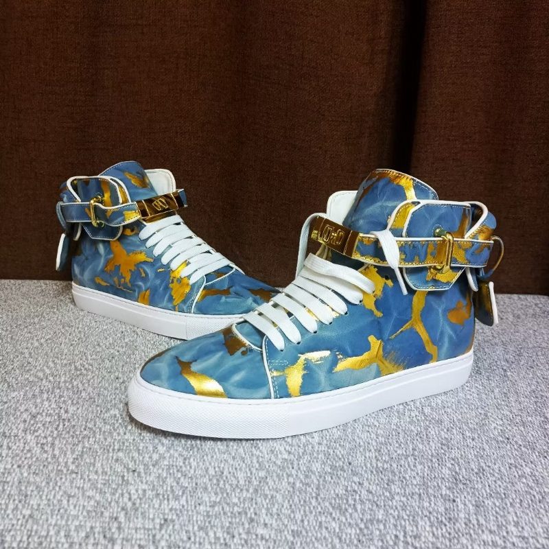 Herrsneakers Urban Graffiti Chic Cow Leather High Tops - Blå