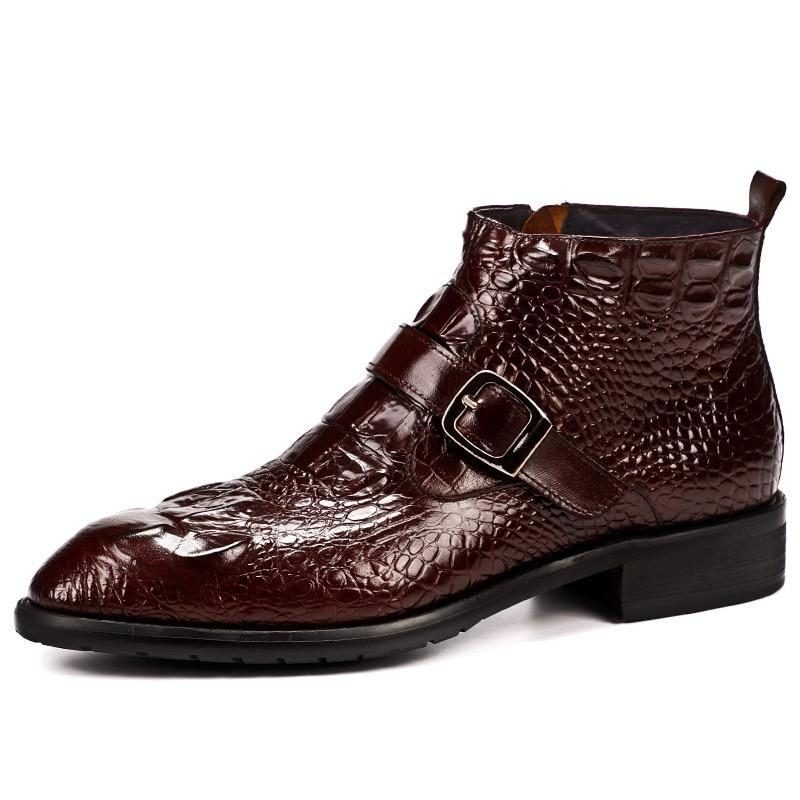 Herrstövlar Chic Alligator Strap Ankel Boots - Röd