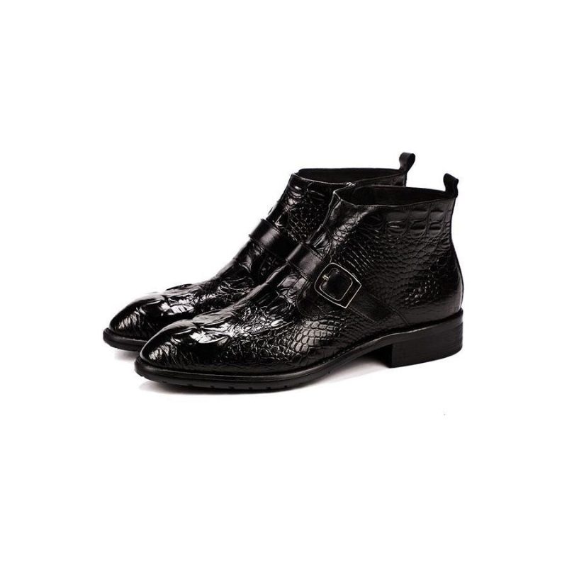 Herrstövlar Chic Alligator Strap Ankel Boots - Svart