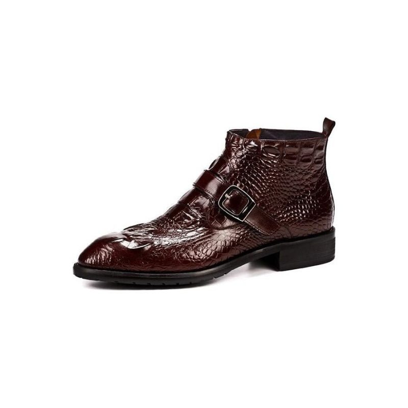 Herrstövlar Chic Alligator Strap Ankel Boots - Röd