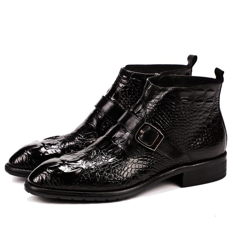 Herrstövlar Chic Alligator Strap Ankel Boots - Svart