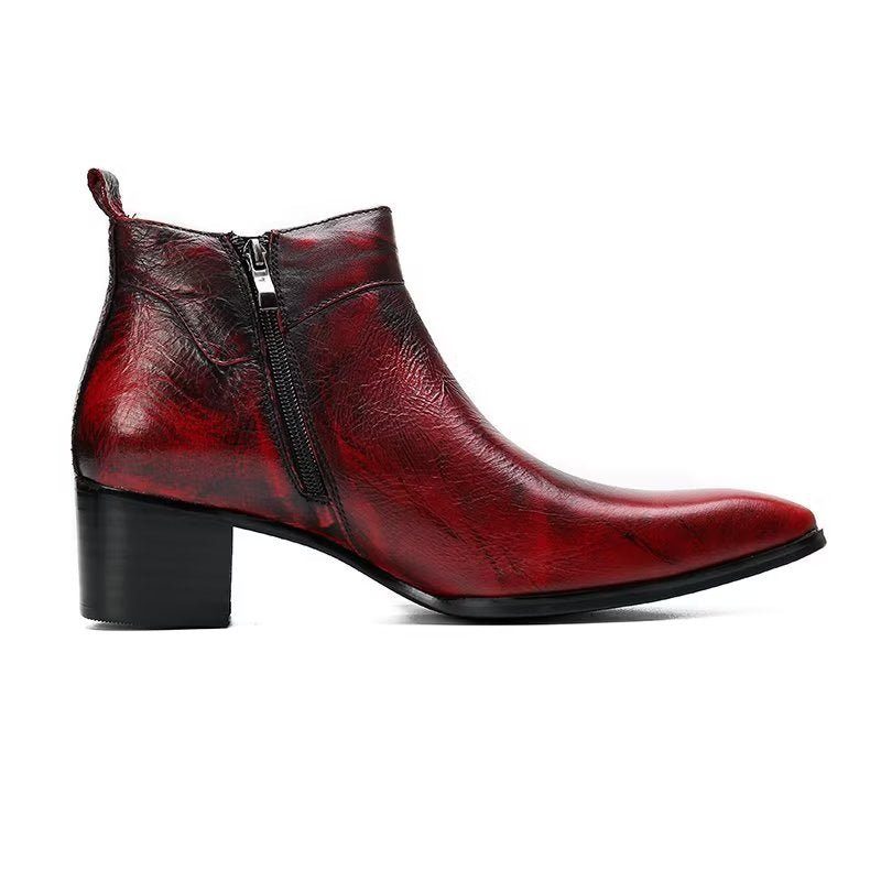 Herrstövlar Chic Leather Square Toe Dress Boots - Röd